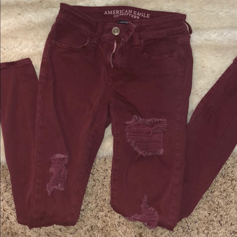 American Eagle Maroon Jeggings